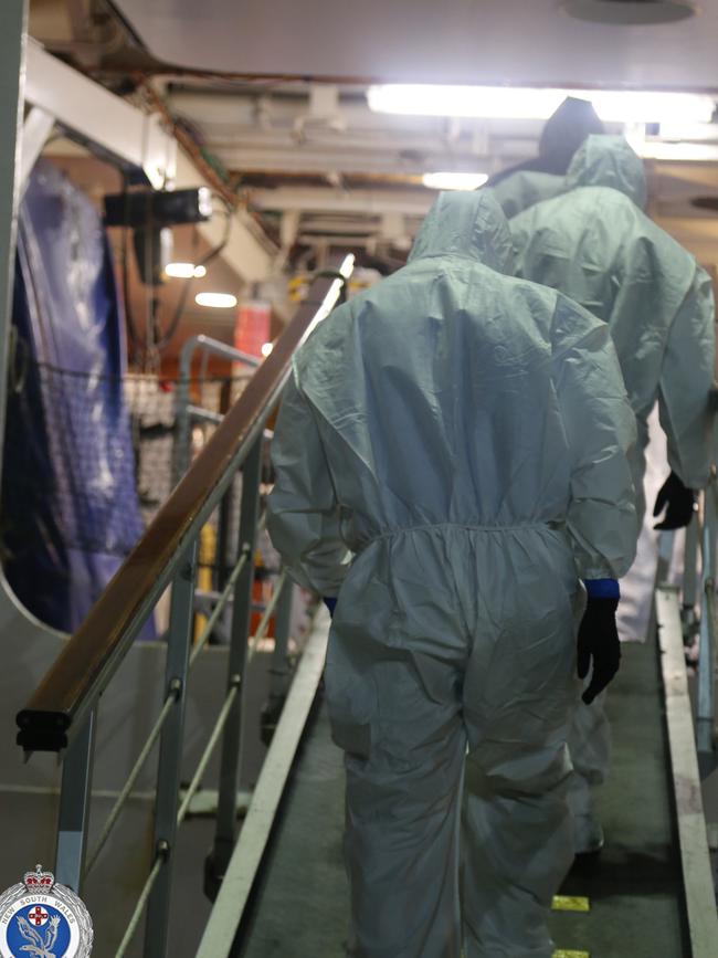 NSW Police board the Ruby Princess. Picture: NSW Police