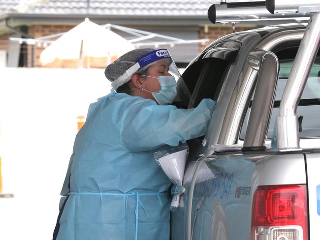 COVID-19 Testing at the Barwon Health North drive through in Norlane.  Picture: Mike Dugdale