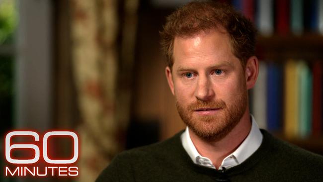 Prince Harry promoting his book Spare on 60 Minutes in January 2023. Picture: CBS via Getty Images