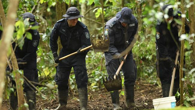 Strike Force Rosann detectives searching for William Tyrrell's remains in scrub off Batar Creek Rd, near the Tyrrell's former family home at Kendall, in northern NSW, last year. Picture: Trevor Veale