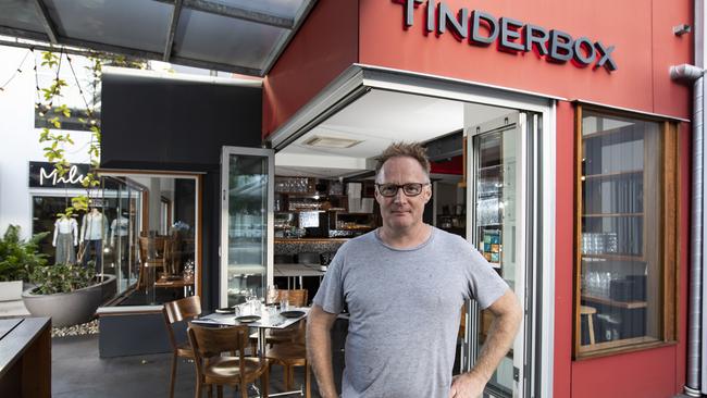 PJ McMillan at Tinderbox, behind Harveys in James St. Picture: Mark Cranitch.