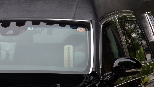 Akie Abe, wife of former Japanese Prime Minister Shinzo Abe, leaves Zojoji temple in a car after his funeral on July 12, 2022 in Tokyo, Japan. Picture: Yuichi Yamazaki/Getty Images.