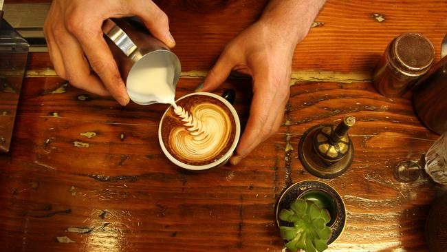 Plenty of budding baristas take months to learn the skills of coffee art. Picture: Five Senses Coffee