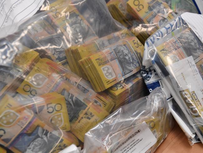 Some of the cash seized by the AFP. Picture: AAP