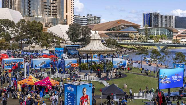 Elder Park hosted the Pepsi Max Footy Festival during Gather Round. Picture: SATC