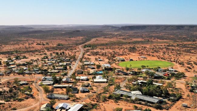 Field of dreams … the MCG of the Desert stands out like an oasis from the sky at Santa Teresa.