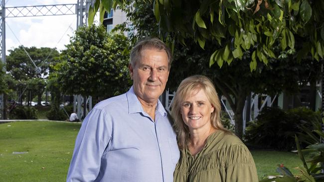 Long haul: Gary Macpherson, now 63, with his wife Shelly Hillis, 52, suffers lingering health issues after contracting COVID-19. Picture: Mark Cranitch.