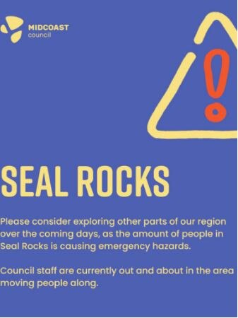 MidCoast Council is warning visitors to avoid Seal Rocks. Picture: Facebook