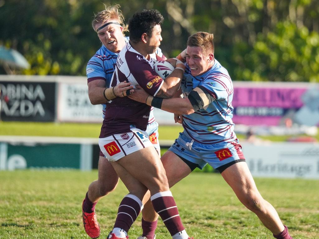 Jamie Hill (left) and Tyler Szepanowski were two of the CQ Capras’ best in their finals showdown with the Burleigh Bears last weekend. Photo: Luke Fletcher