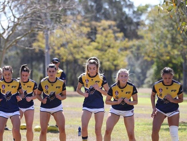 The Bond University Bull Sharks train ahead of their 2020 QAFLW campaign. SUPPLIED.