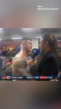 Awkward moment kiss rejected during NRL interview