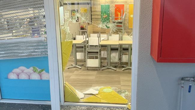 Yatala Subway manager says an angle grinder was used by intruders to smash into the store. Photo: Charlton Hart,