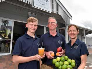 Owners John and Kylee O'Brien with their son Matt have open a new store at The Wharf, Get Fresh. Picture: Patrick Woods