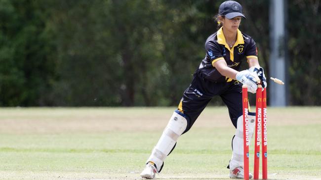 Keerti Vatul for Blacktown Mounties v Southern Swans, under-18s Brewer Shield, NSW Women's Premier Cricket, Round 1 at Storey Park, October 13, 2024. Picture: Moments with Jazz Photography