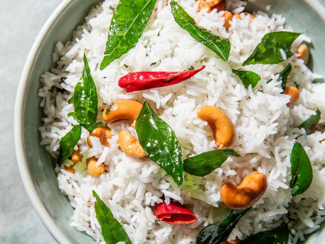 EMBARGO FOR TWAM 31 OCT 2023. FEE MAY APPLY. Cashew rice with curry leaves by Lennox Hastie. Photo: Nikki To