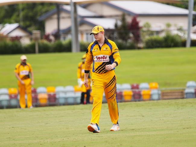 Norths' spin bowler Ben McCartney. Cricket Far North first grade. 2024.