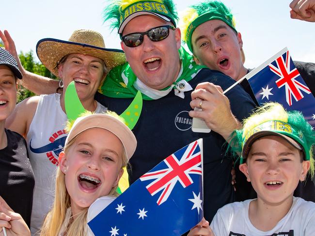 People lined Swanston St to see the The Australia day parade . Picture: Sarah Matray