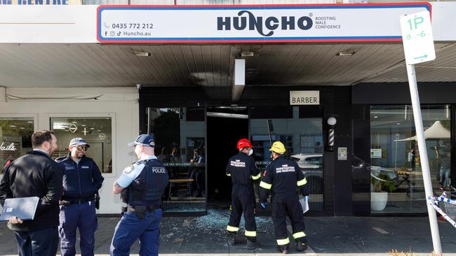 Police and Fire and Rescue NSW crews at the scene of the fire. Picture: Max Mason-Hubers