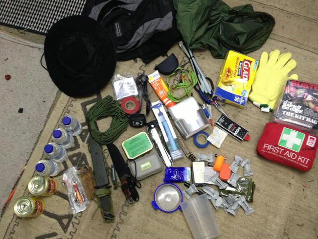 The contents of a bug out bag, which has what you need to last 72 hours. Pic: Screengrab YouTube.
