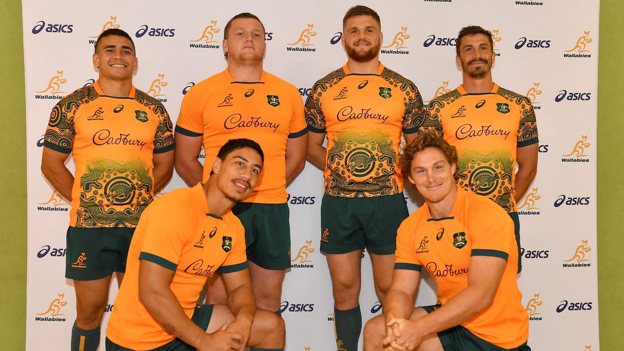 The Wallabies unveiled their 2022 international jerseys on Wednesday. Picture: Saeed Khan/AFP