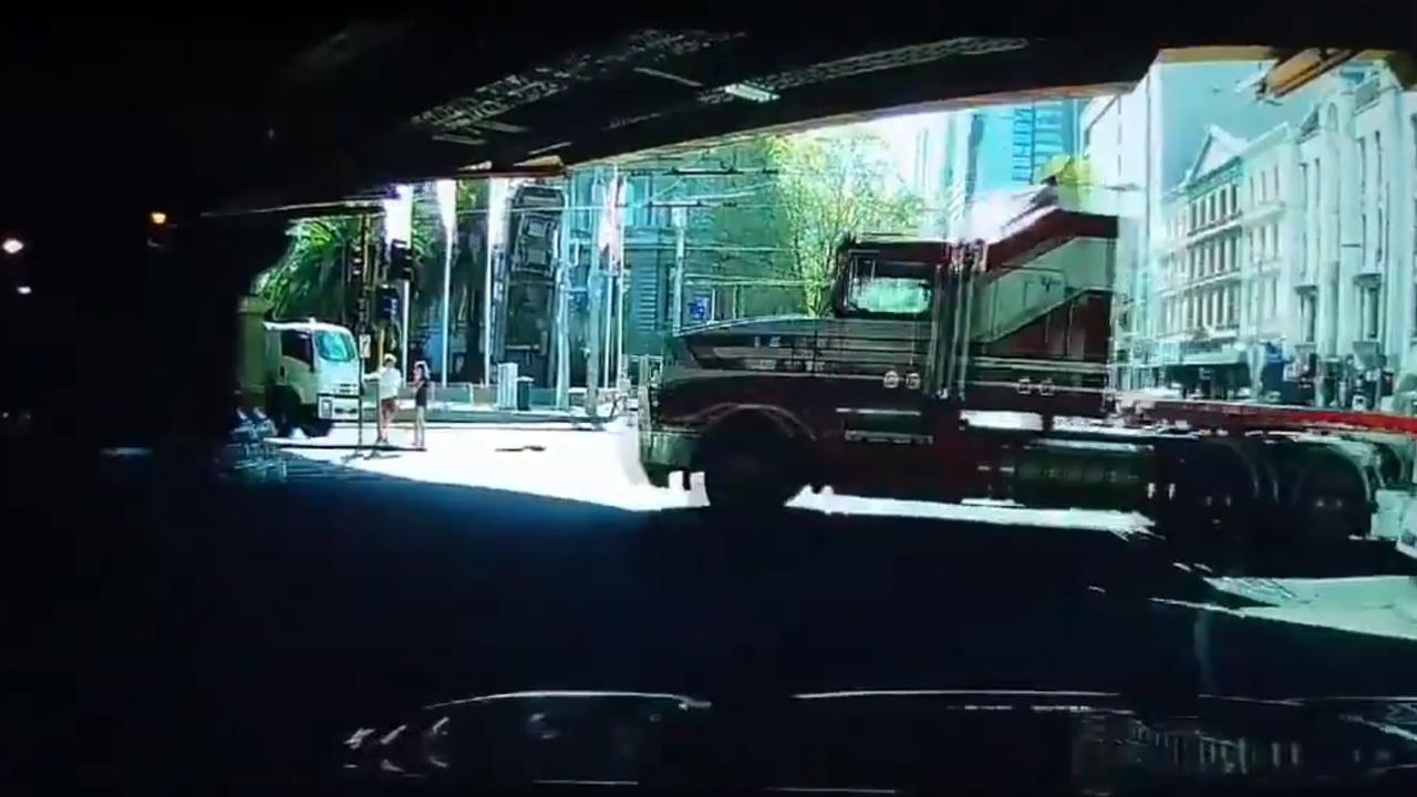 Dashcam stills of the moment before the truck crash in central Melbourne. Picture: Marty Hach/@hytram.