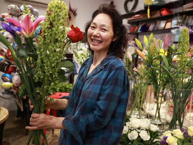 Kogarah local Vicky Wu in her shop, Sun’s Flor St Flower and Gift. Picture: Justin Lloyd.