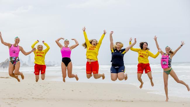 Currumbin Vikings are celebrating International Women's day with a high tea function, 40 years of women in surf lifesaving. (l-r) Brooke Hanson, Carole Walle, Jade Mickle, Carly Burg, Courtney Taylor, Emily Pade and Keely Smith. Picture: Jerad Williams