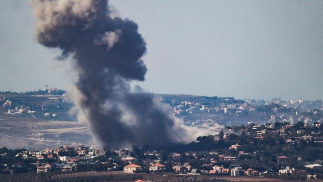 Smoke rises from the site of an Israeli airstrike that targeted the southern Lebanese border village of Zawtar. Picture: Rabih Daher/AFP