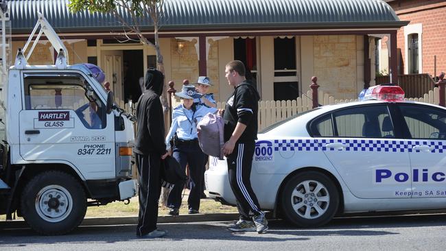 Shooting scene at Mark Sandery’s Semaphore home. Picture: File