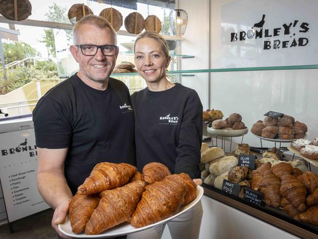 Suburban bayside bakery Bromley’s Bread, run by Scott and Jenny Bromley, has been voted among Victoria’s best croissants. Picture Wayne Taylor.