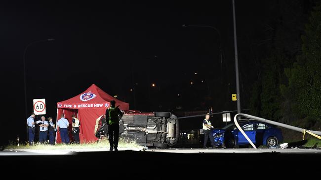 The scene at Campbelltown Road at Woodbine last night. Picture: Gordon McComiskie