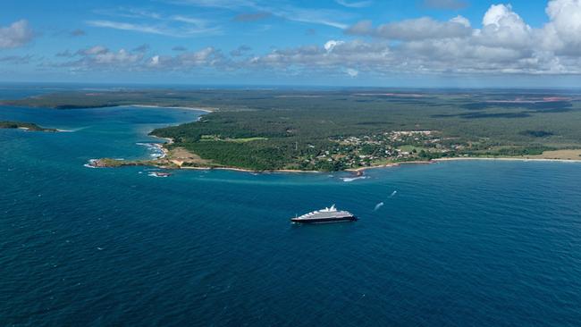 Ultra-Luxury Yacht Scenic Eclipse II has landed in Darwin on its inaugural tour through Australia and the launch of its cruise along the Kimberley Coastline. Picture: Supplied.