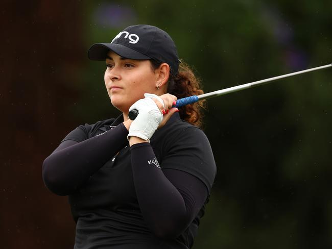 MELBOURNE, AUSTRALIA - NOVEMBER 30: Justice Bosio of Australia tees off on the 11th hole on day three of the ISPS Handa Australian Open 2024 at Kingston Heath Golf Club on November 30, 2024 in Melbourne, Australia. (Photo by Morgan Hancock/Getty Images)