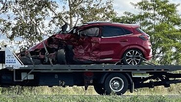 Aftermath of a three car crash including a police vehicle on Bruce Highway at Kuttabul, north of Mackay on the afternoon of July 3, 2024. Picture: Fergus Gregg