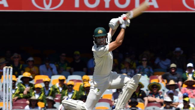 Labuschagne plays a flashing drive on day three. Picture: AFP