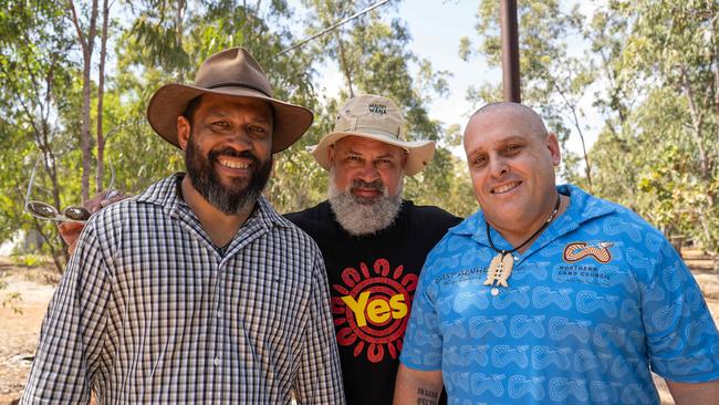 Aaron FaÃ•aoso, Kenny Bedford and John Mcleod at the Garma Festival 2023. Picture: Pema Tamang Pakhrin