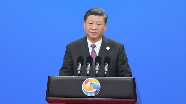 Chinese President Xi Jinping speaks during the opening ceremony of the Belt and Road Forum in Beijing in April 26, 2019. (Photo by FRED DUFOUR / AFP)