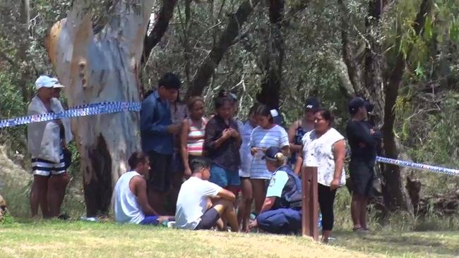 Distraught family and friends at Bents Basin. Picture: TNV