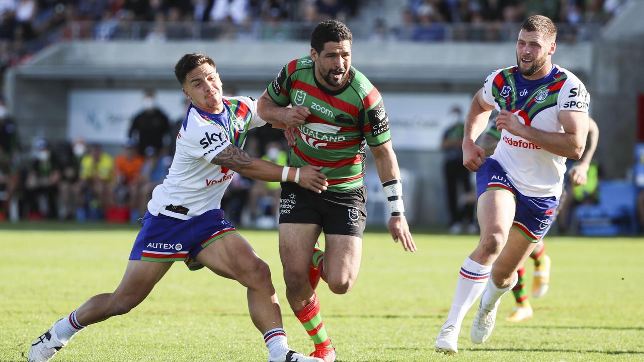 The Rabbitohs were all over the Warriors, scoring 11 tries to tie with the Storm-Tigers clash as the highest scoring games of the year, with 82 points. Picture: Getty Images.