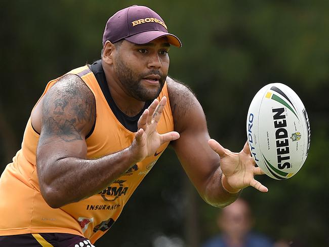 Sam Thaiday during a Broncos training session.