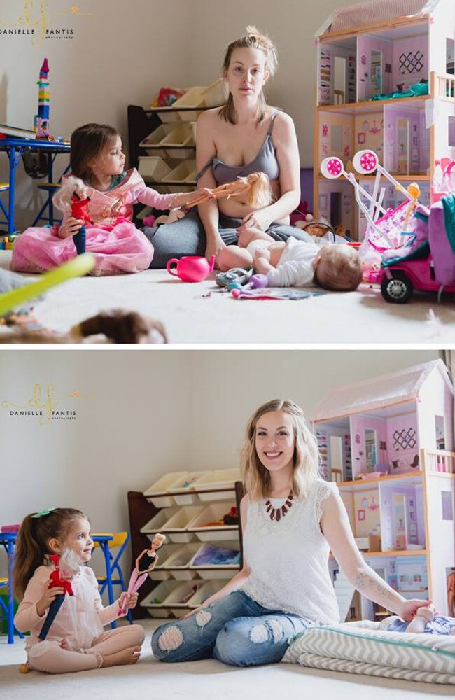 These two photos say everything about parenting. Picture: Danielle Fantis Photography.