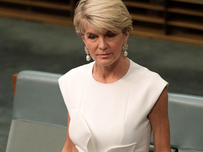 Liberal MP Julie Bishop announced her resignation from politics in February in a short statement to the House of Representatives. Picture: Tracey Nearmy/Getty Images