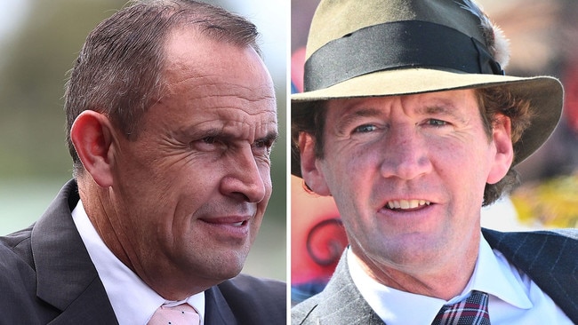 Leading trainers Chris Waller (left) and Ciaron Maher are on the verge of surpassing $50m in prizemoney for the season.