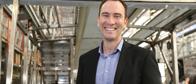 Transit Australia Group CEO Michael McGee pictured at the company’s bus factory in Burleigh Heads. Picture: Jono Searle.