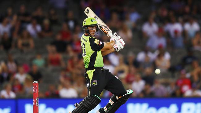 MELBOURNE, AUSTRALIA - JANUARY 30: Daniel Sams of the Thunder bats during the Big Bash League match between the Melbourne Renegades and Sydney Thunder at Marvel Stadium on January 30, 2019 in Melbourne, Australia. (Photo by Michael Dodge/Getty Images)