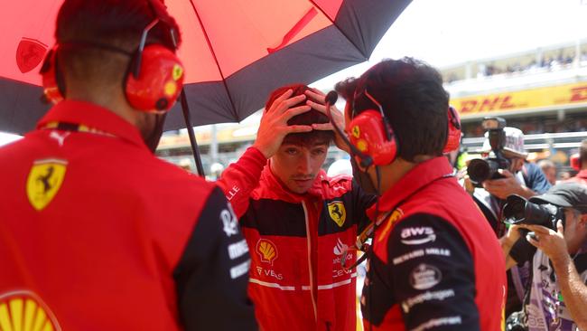 Charles Leclerc on the grid in Spain.