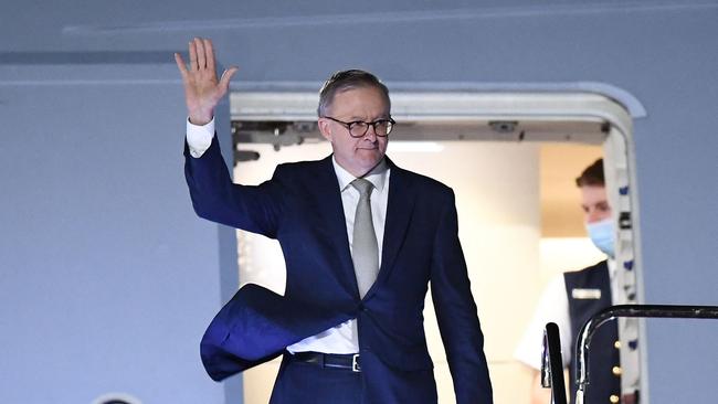 Australia's Prime Minister Anthony Albanese arrives at Haneda airport in Tokyo on May 23. Picture: Charly Triballeau/AFP