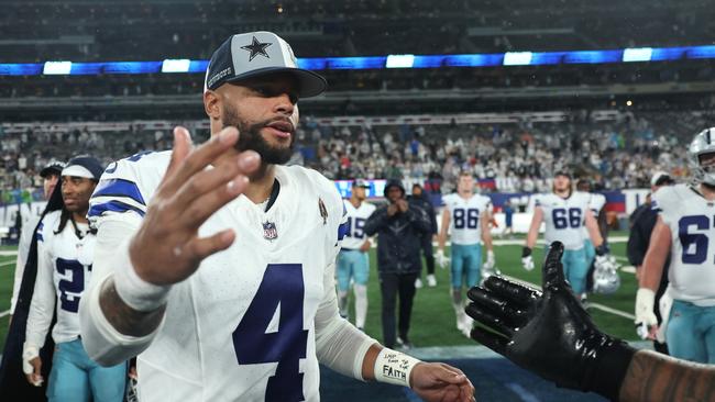 Prescott reacts after Dallas’ 40-0 thrashing of the New York Giants at MetLife Stadium on September 10, 2023. (Photo by Tim Nwachukwu/Getty Images)