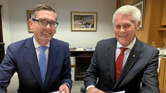 2020 VISION: NSW Treasurer Dominic Perrottet with Tweed MP Geoff Provest. Picture: Supplied