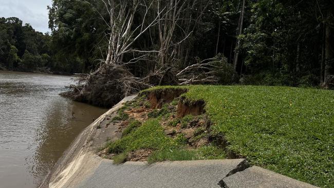 The Kuranda Riverboat gangway, pontoon and jetty got swept away by Barron River flood water in December last year. Picture: Kuranda Riverboat